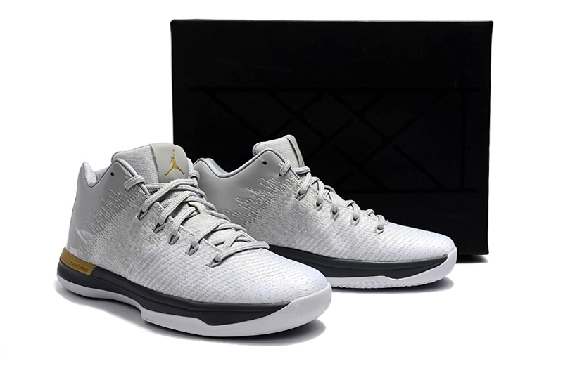 New Jordan 31 White Grey Black Gold Basketball Shoes